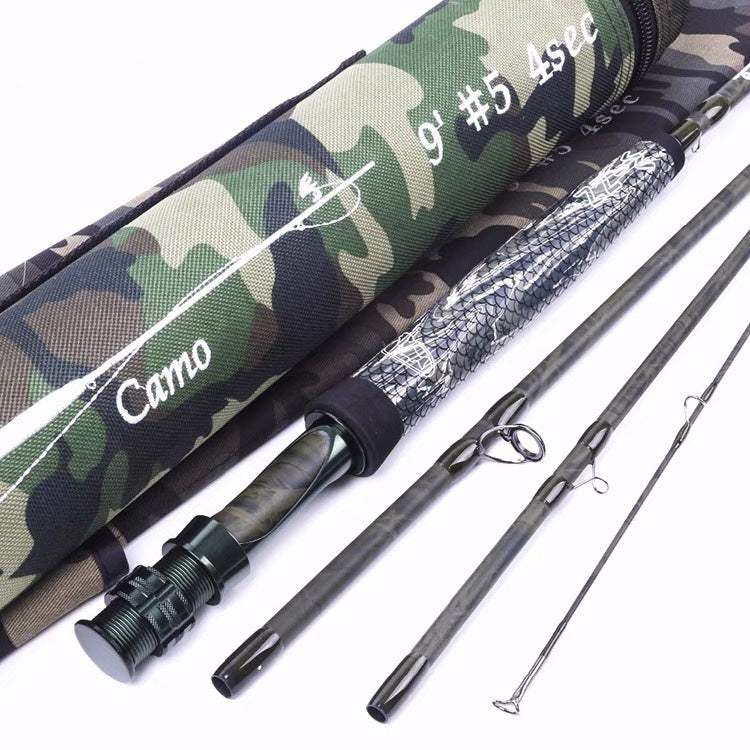 Camouflage Fly Fishing Rod 2.7m 9ft 4/7 Sections - Lamby Fishing
