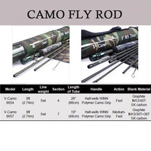 Cargar imagen en el visor de la galería, Camouflage Fly Fishing Rod 2.7m 9ft 4/7 Sections
