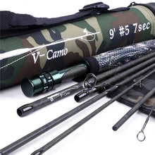 Cargar imagen en el visor de la galería, Camouflage Fly Fishing Rod 2.7m 9ft 4/7 Sections
