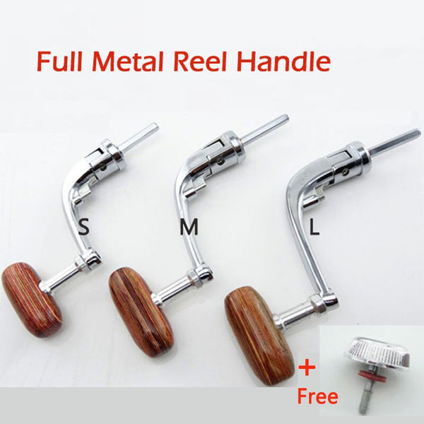 3 Pack Fishing Reel Handle Metal Fishing Spinning Reel Crank Replacement  Wooden Spinning Handle