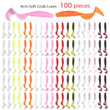 100pc Soft Worm Lures 40mm 0.4g