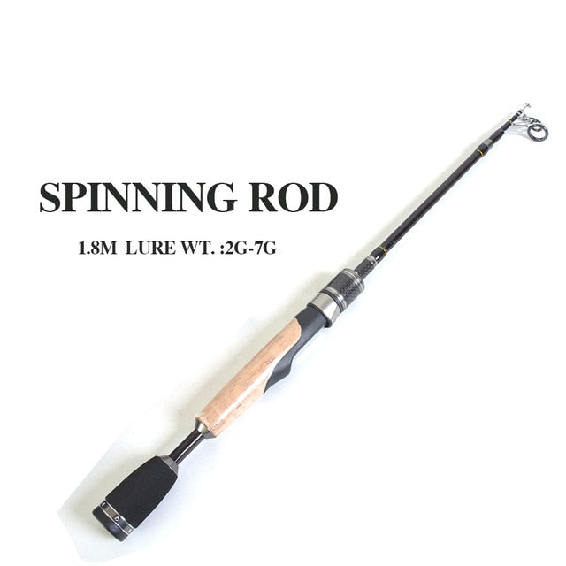 Telescopic Fishing Rod Ultra Light Fishing Rod 1.5m-1.8m Carbon Fiber  Spinning/Casting Rods Solid Tips 2-6LB Line Weight Lure 2-8g Freshwater Rod  Port - その他アウトドア用品