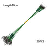 20pc Steel Fishing Lead Line 15cm-30cm Green / Black / Silver