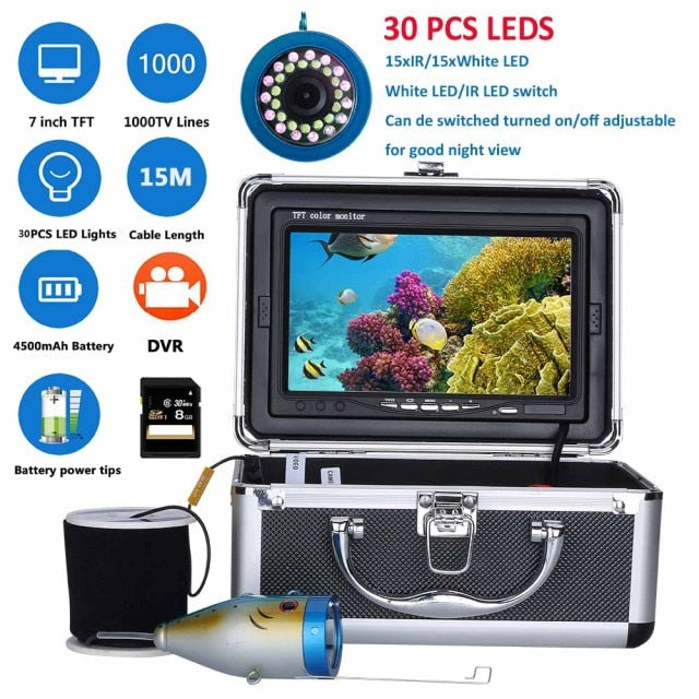 7 TFT 1000tvl Underwater Fishing Video Camera Kit,WiFi Wireless APP  Supports Video Record and Take Photo,20m (30m) : : Sports &  Outdoors