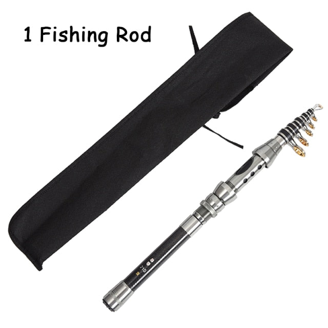 Alloy Carbon Fibre Telescopic Fishing Rod Combo 1.5-2.4m - Lamby