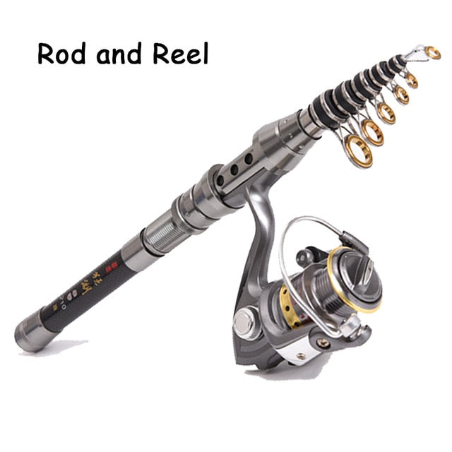 Telescopic Fishing Rod & Reel Combo 2.4m Carbon Fibre in Carry