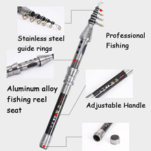 Charger l&#39;image dans la galerie, Alloy Carbon Fibre Telescopic Fishing Rod Combo 1.5-2.4m
