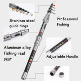 Alloy Carbon Fibre Telescopic Fishing Rod Combo 1.5-2.4m