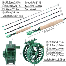 Load image into Gallery viewer, Fly Fishing Rod &amp; Reel Combo 2.7m Gold/Green Sense
