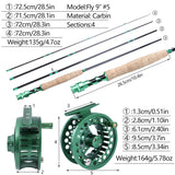 Fly Fishing Rod & Reel Combo 2.7m Gold/Green Sense