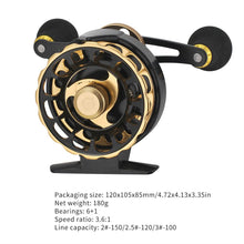 Cargar imagen en el visor de la galería, Black-Gold Centerpin Fishing Reel
