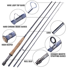 Cargar imagen en el visor de la galería, 2.7m/9ft Fly Fishing Rod 4 Sections
