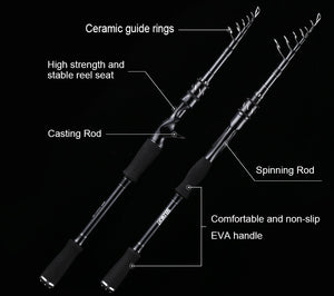 1.6m1.8m2.1m2.4m2.7m Carbon Fiber Telescopic Fishing Rod Spinning Rod Reels