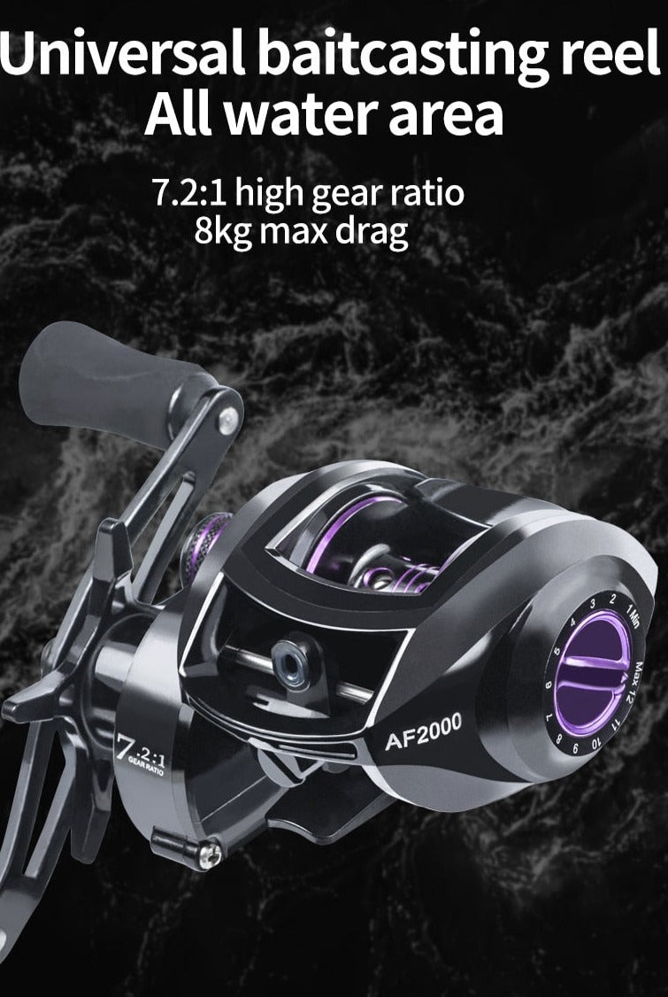7.2:1 Gear Ratio High- Baitcaster Fishing Reel Reel 12+1 to 8KG