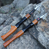 Mini Wooden Telescopic Fishing Rod