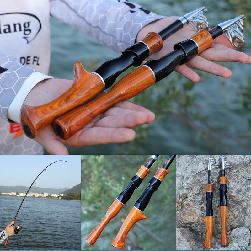 Mini Wooden Telescopic Fishing Rod - Lamby Fishing