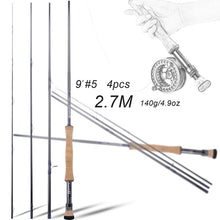 Cargar imagen en el visor de la galería, 2.7m/9ft Fly Fishing Rod 4 Sections
