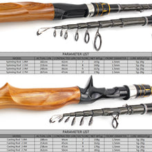 Carregar imagem no visualizador da galeria, Carbon Telescopic Fishing Rod 1.8-2.7m Wooden Handle
