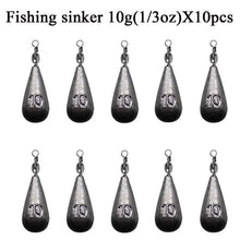 Load image into Gallery viewer, 10pc Drop Shape Fishing Sinker 10/15/20g
