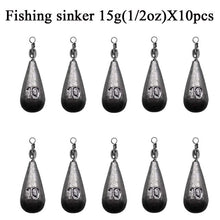 Load image into Gallery viewer, 10pc Drop Shape Fishing Sinker 10/15/20g
