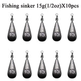 10pc Drop Shape Fishing Sinker 10/15/20g