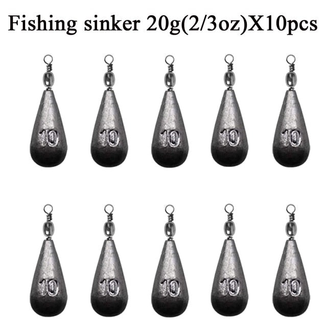 5 pcs/lot silver tungsten fishing sinker drop shaped fishing