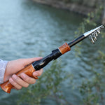 Mini Wooden Telescopic Fishing Rod