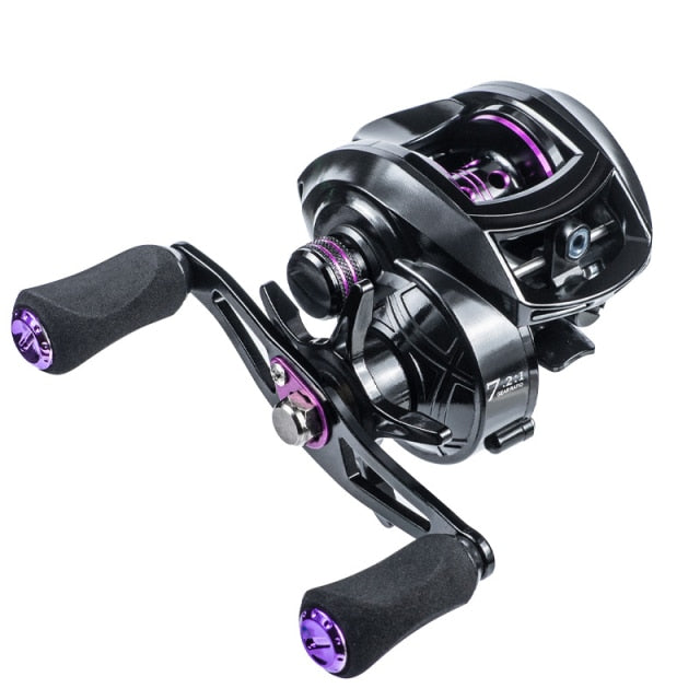 Purple Baitcaster Reel With Dual Brake System, GBS200, 8KG Max