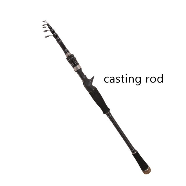 Portable Fishing Rods 1.6m-2.7m Telescopic Fishing Rod Carbon Portable  Spinning Casting Rod Lure Fishing Lure Weight 7-28g M Power Fast Rod  Telescopic Fishing Pole (Color : Casting Rod, Size : 1.8m 