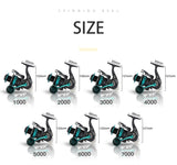 Black Blue Spinning Fishing Reel 1000-7000