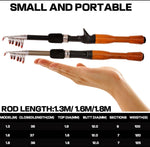 Wooden Handle Telescopic Fishing Rod