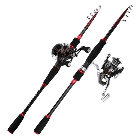 1.8-3.6m Telescopic Fishing Rod & Reel Combo Baitcasting/Spinning