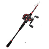 1.8-3.6m Telescopic Fishing Rod & Reel Combo Baitcasting/Spinning