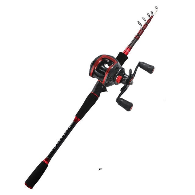 1.8-3.6m Telescopic Fishing Rod & Reel Combo Baitcasting/Spinning