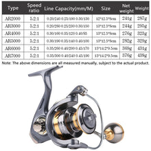 Cargar imagen en el visor de la galería, AR2000-7000 Spinning Fishing Reel Silver-Gold
