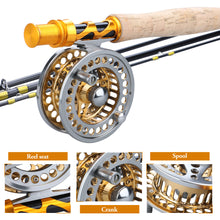 Load image into Gallery viewer, Fly Fishing Rod &amp; Reel Combo 2.7m Gold/Green Sense
