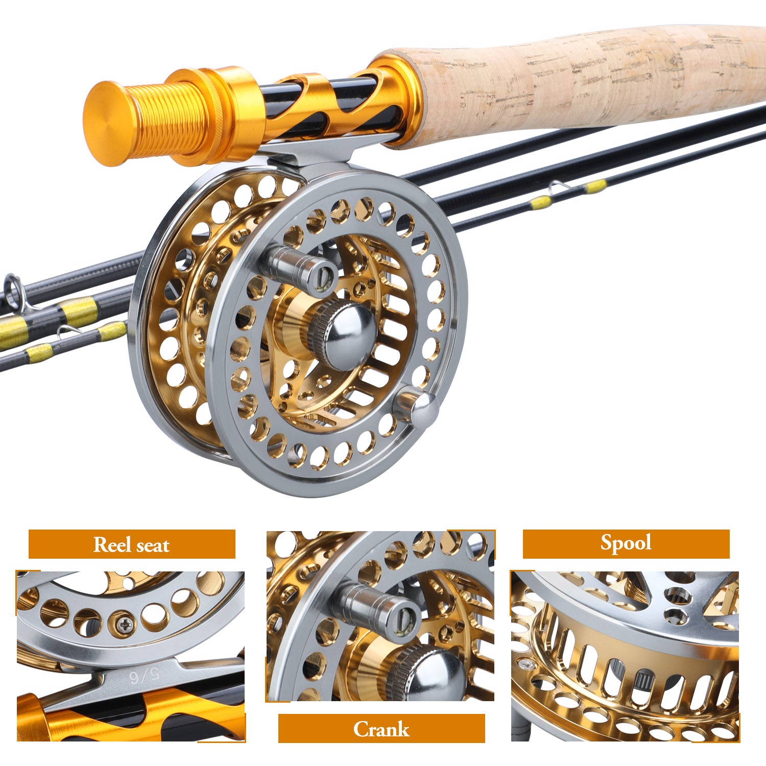 Fly Fishing Rod & Reel Combo 2.7m Gold/Green Sense - Lamby Fishing