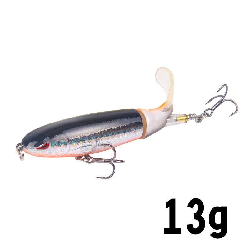 5pcs/set Whopper Popper 6cm/16.5g Topwater Fishing Lure Hard Bait Soft  Rotate Tail Wobble Lure Fishing Tackle