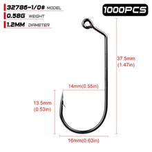 Charger l&#39;image dans la galerie, Fishing Jig Hook 1000pc 1/0-5/0
