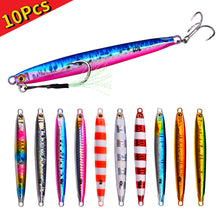 Carregar imagem no visualizador da galeria, 10pc Long Metal Jig Bait 10-60g 6.5-11.5cm
