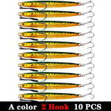 10pc Long Metal Jig Bait 10-60g 6.5-11.5cm