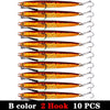 10pc Long Metal Jig Bait 10-60g 6.5-11.5cm
