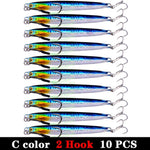 10pc Long Metal Jig Bait 10-60g 6.5-11.5cm