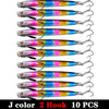 10pc Long Metal Jig Bait 10-60g 6.5-11.5cm