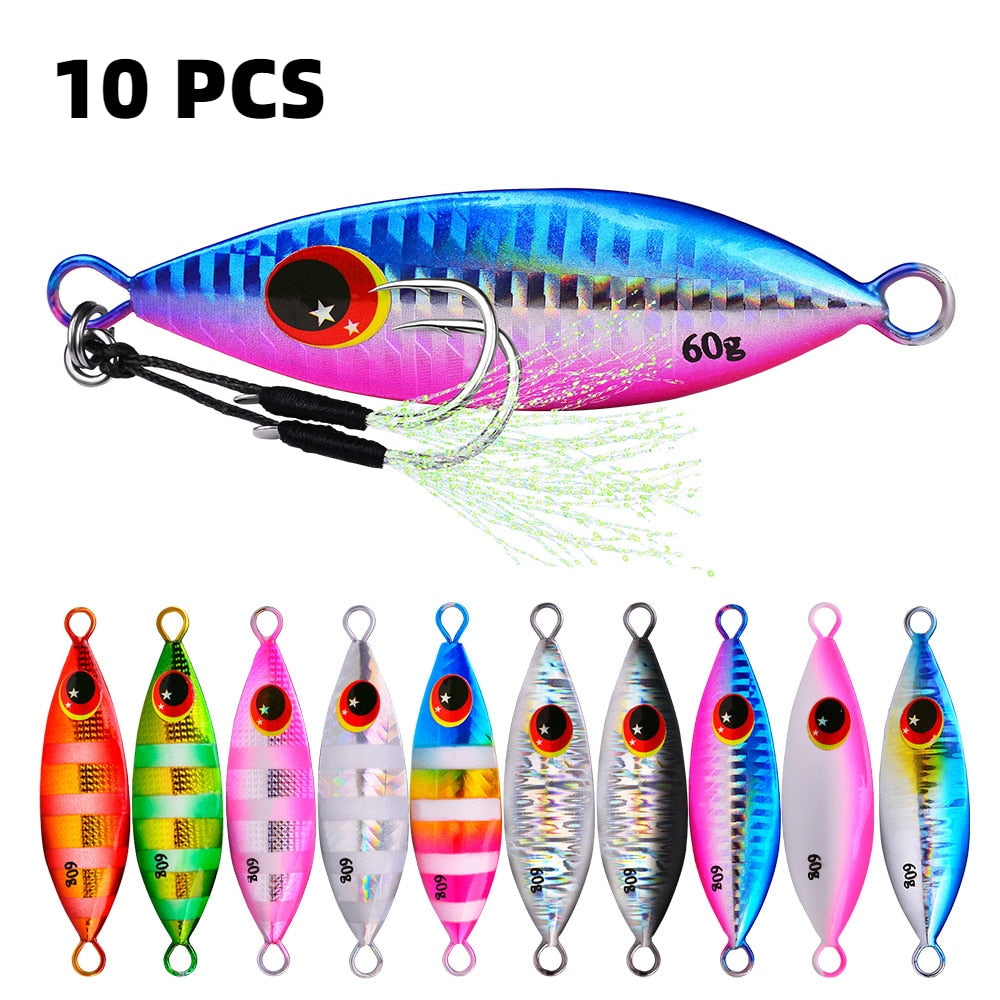 Set Of 5 Metal Jigs Rainbow Trout Bait 10g To 60g Trout Hard Tackle For  Pesca Fish Jigging From Zhong07, $13.62