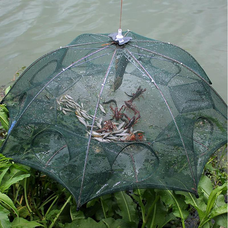 Fishing Net Trap 8 Sides 8 Holes Foldable Umbrella Fishing Net