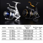 Dyna Silver/Black Lever Brake Spinning Fishing Reel 2000-4000