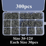 300-1000pcs Fish Hook Barbed 3#-12#