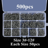 300-1000pcs Fish Hook Barbed 3#-12#