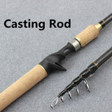 1.8-2.7m Telescopic Spinning/Baitcasting Rod Wooden